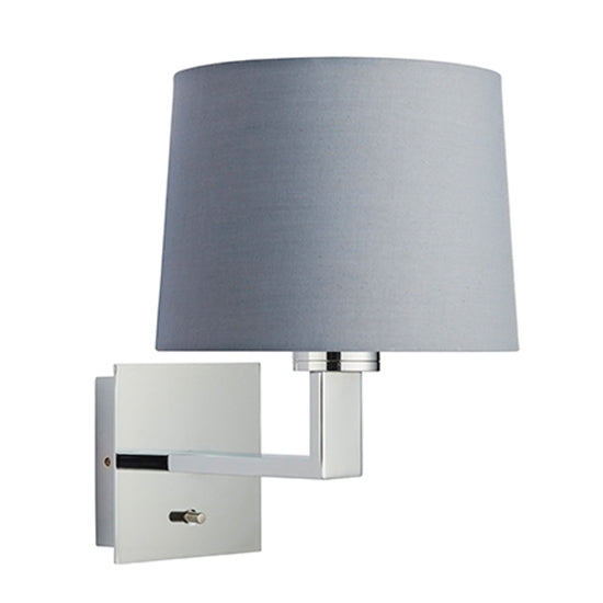 Norton Grey Taper Shade Wall Light In Polished Chrome
