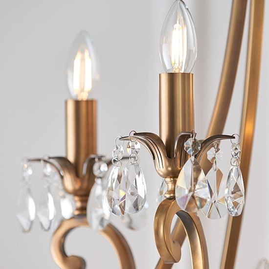 Oksana 12 Lights Clear Crystal Ceiling Pendant Light In Antique Brass