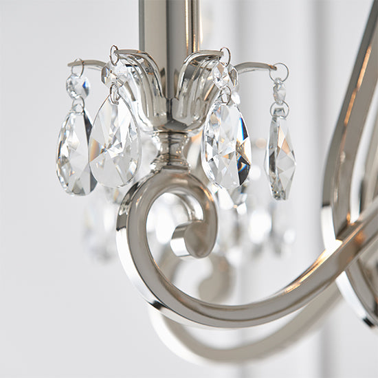 Oksana Clear Crystal 5 Lights Ceiling Pendant Light In Polished Nickel