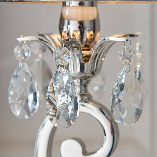 Oksana Twin White Shade Table Lamp In Polished Nickel