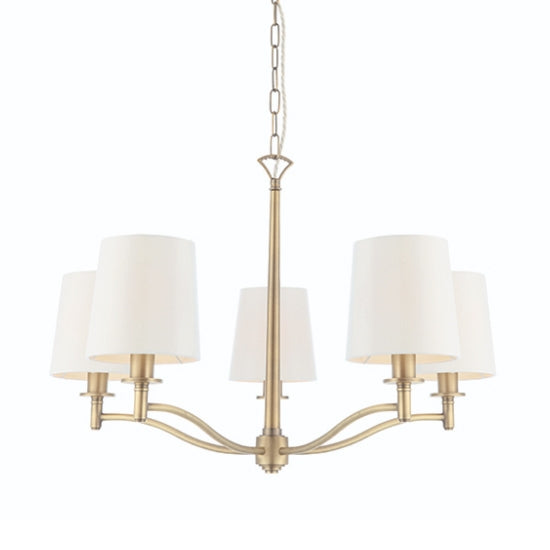 Ortona 5 Lights Fabric Ceiling Pendant Light Matt Antique Brass