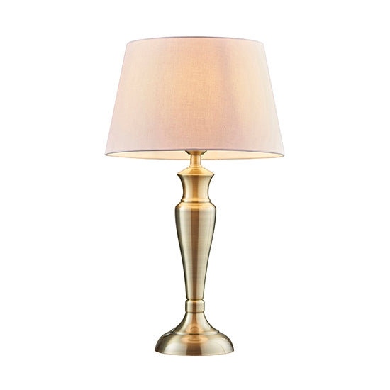 Oslo And Evie Large Pink Shade Table Lamp In Antique Brass
