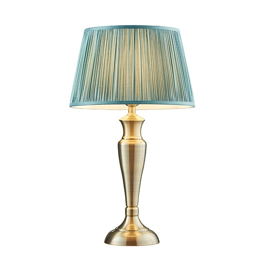 Oslo And Freya Large Fir Shade Table Lamp In Antique Brass