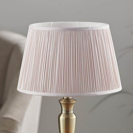 Oslo And Freya Small Dusky Pink Shade Table Lamp In Antique Brass