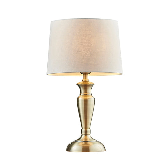 Oslo And Mia Natural Shade Table Lamp In Antique Brass