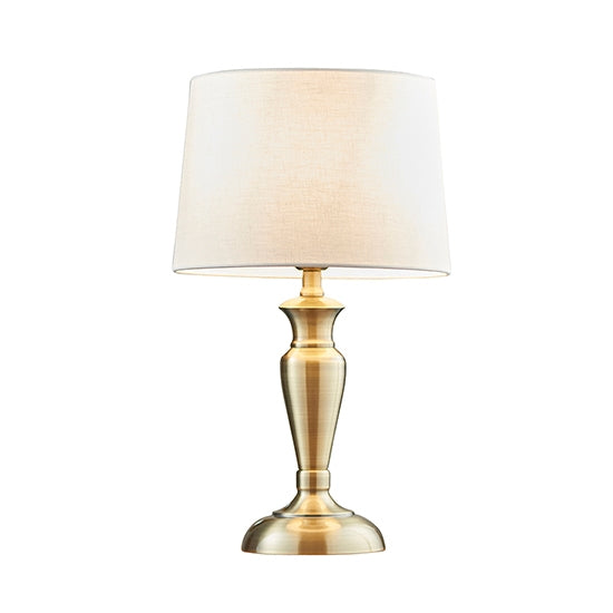 Oslo And Mia Vintage White Shade Table Lamp In Antique Brass