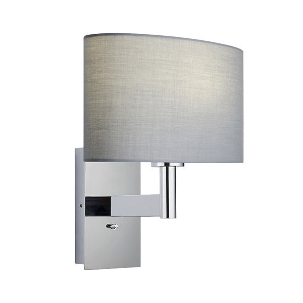 Owen Grey Ellipse Shade Wall Light With USB In Polished Chrome