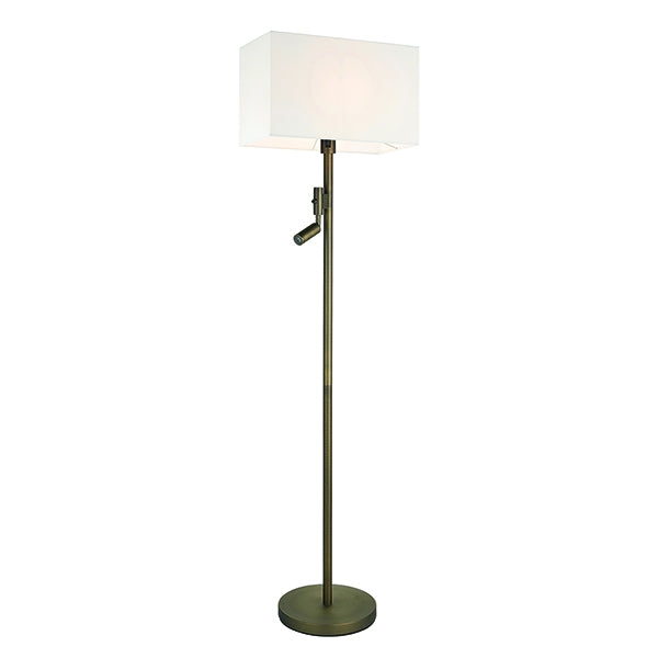 Owen Rectangular 2 Lights White Shade Reader Floor Lamp In Dark Bronze