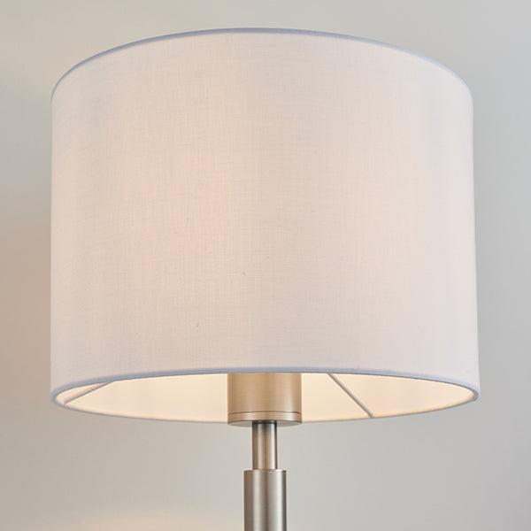 Owen White Cylinder Shade Table Lamp With USB In Matt Nickel