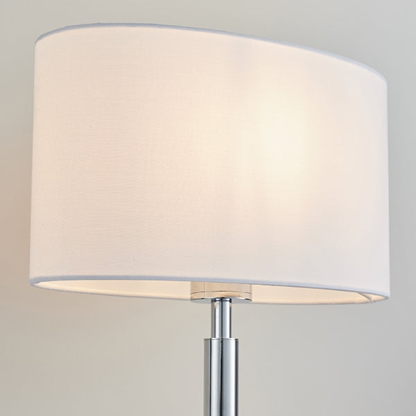 Owen White Ellipse Shade Table Lamp With USB In Polished Chrome