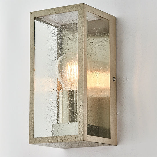 Oxford Clear Bevelled Edge Glass Wall Light In Brushed Stainless Steel