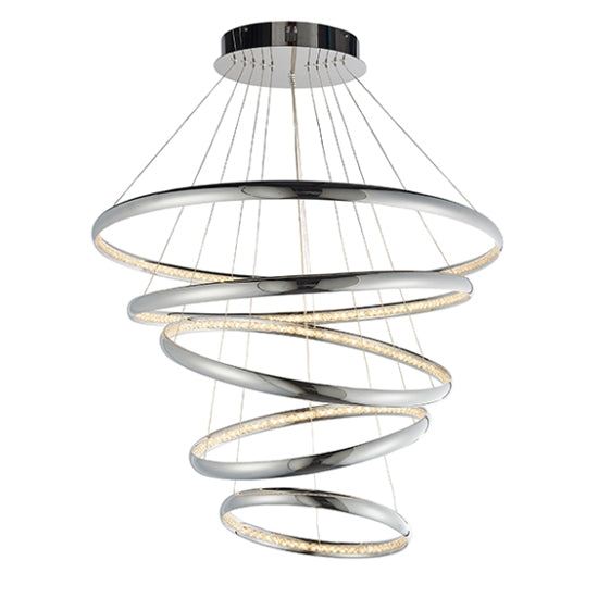 Ozias 5 Lights Clear Crystals Ceiling Pendant Light Polished Chrome