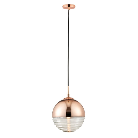 Paloma Clear Ribbed Glass Ceiling Pendant Light Polished
