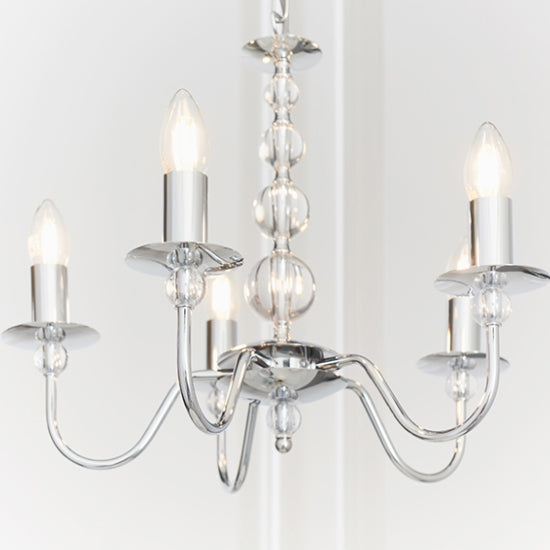 Parkstone 5 Lights Clear Glass Ceiling Pendant Light In Chrome