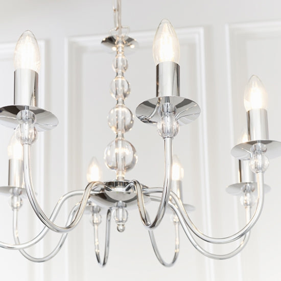 Parkstone 8 Lights Clear Glass Ceiling Pendant Light In Chrome