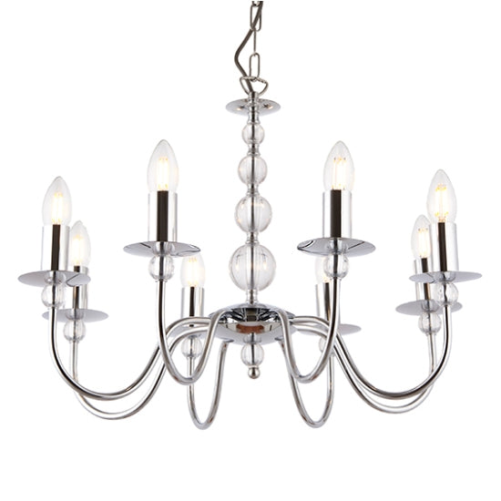 Parkstone 8 Lights Clear Glass Ceiling Pendant Light Chrome