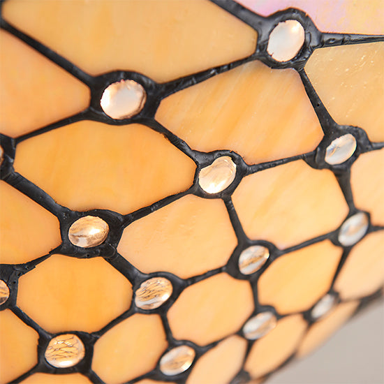 Pearl Medium Tiffany Glass 3 Lights Flush Ceiling Light In Dark Bronze