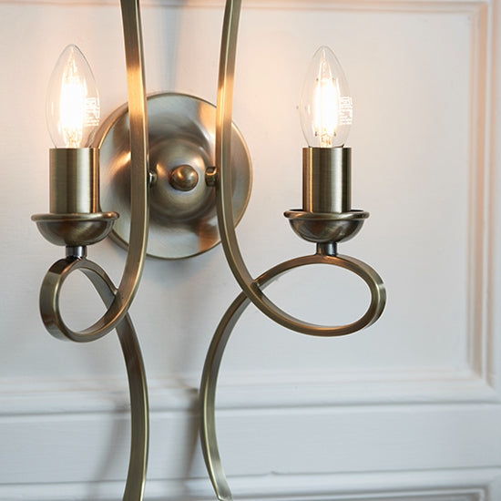 Penn Twin Candle Lamps Wall Light In Brushed Brass
