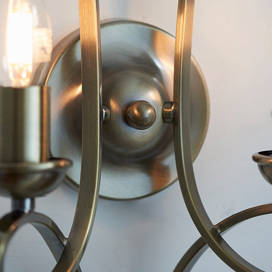 Penn Twin Candle Lamps Wall Light In Brushed Brass