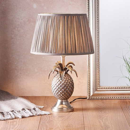 Pineapple And Freya Charcoal Shade Table Lamp In Pewter Effect