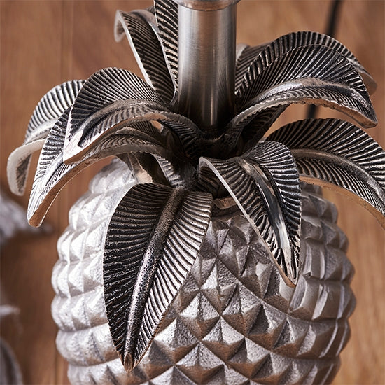 Pineapple And Freya Vintage White Shade Table Lamp In Pewter Effect