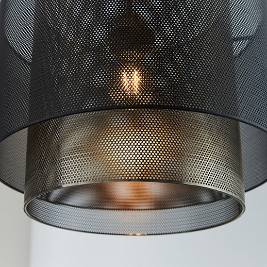 Plexus Small Ceiling Pendant Light In Matt Black And Antique Brass