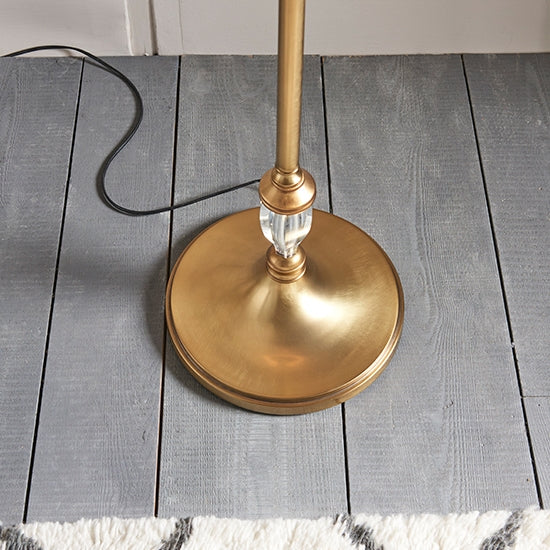 Polina Beige Shade Floor Lamp In Antique Brass