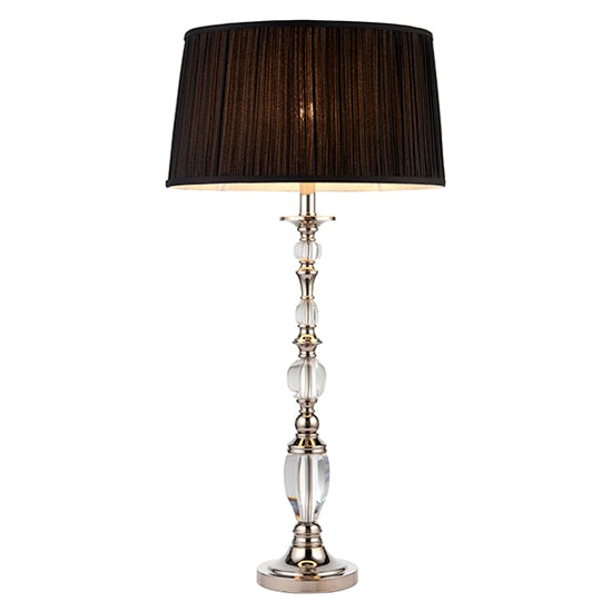 Polina Large Black Shade Table Lamp In Polished Nickel