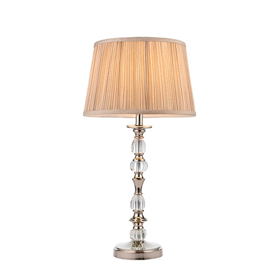 Polina Medium Beige Shade Table Lamp In Polished Nickel