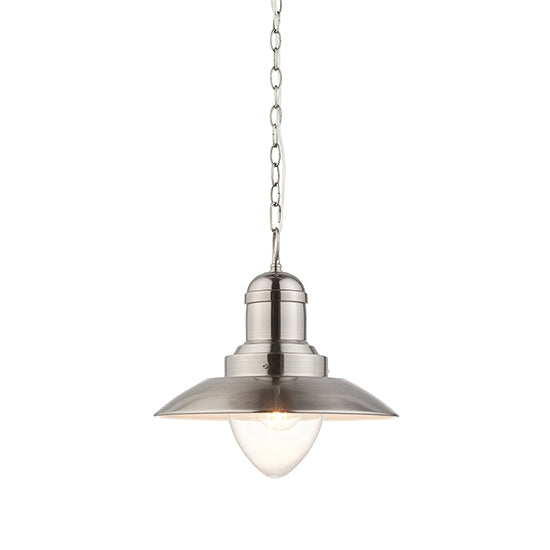 Polperro Clear Glass Ceiling Pendant Light In Antique Chrome