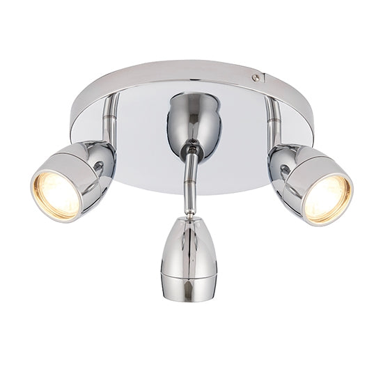Porto Clear Glass 3 Lights Round Ceiling Light In Chrome