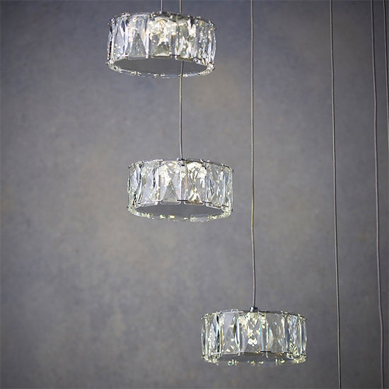 Prisma 16 Lights Clear Crystal Ceiling Pendant Light In Chrome
