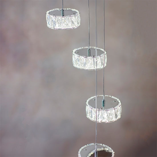 Prisma 16 Lights Clear Crystal Ceiling Pendant Light In Chrome