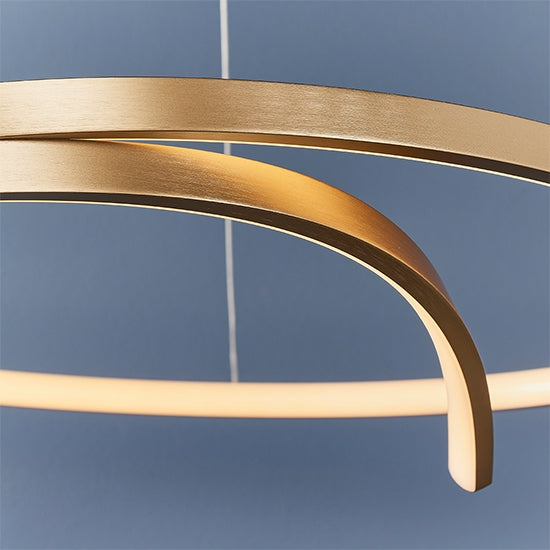 Rafe LED Ceiling Pendant Light In Matt Brushed Gold With Frosted Diffuser