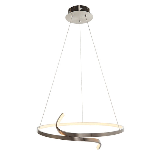Rafe LED Ceiling Pendant Light In Satin Nickel With Frosted Diffuser