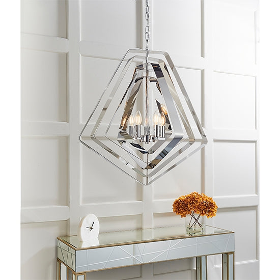 Riona 5 Lights Ceiling Pendant Light In Highly Polished Chrome
