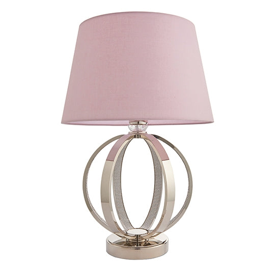 Ritz And Evie Pink Shade Table Lamp In Bright Nickel