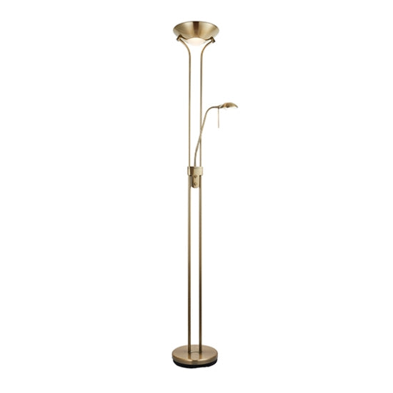 Rome Mother And Child Task Floor Lamp In Antique Brass