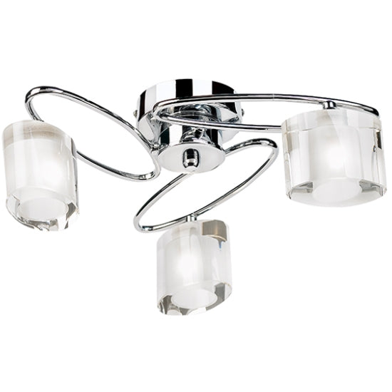 Sonata Clear And Frosted Crystal 3 Lights Semi Flush Ceiling Light In Chrome