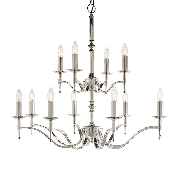Stanford 12 Candle Lamps Ceiling Pendant Light In Polished Nickel