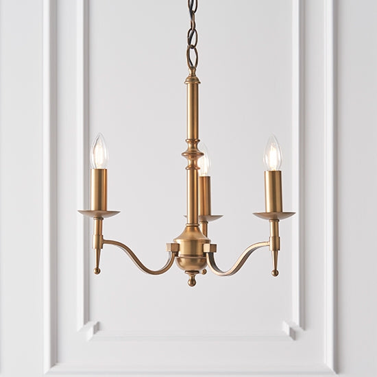 Stanford 3 Candle Lamps Ceiling Pendant Light In Antique Brass