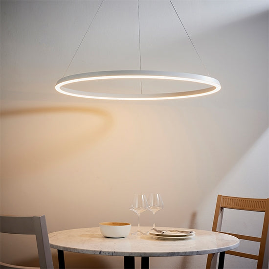 Staten LED Ceiling Pendant Light In Matt White With White Diffuser