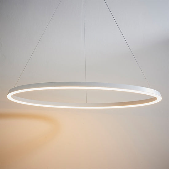 Staten LED Ceiling Pendant Light In Matt White With White Diffuser