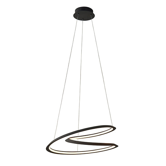 Staten LED Ceiling Pendant Light In Textured Black With White Diffuser