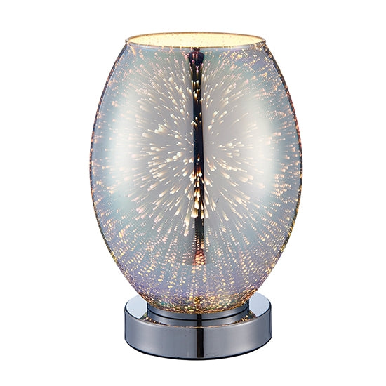 Stellar Chrome Holographic Glass Touch Table Lamp In Chrome