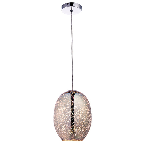 Stellar Holographic Glass Ceiling Pendant Light Chrome