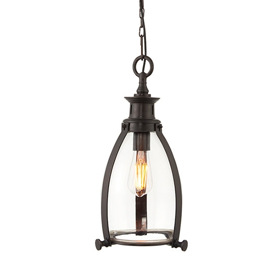 Storni Large Clear Glass Ceiling Pendant Light In Aged Bronze