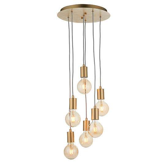 Studio 6 Lights Ceiling Pendant Light In Brushed Brass