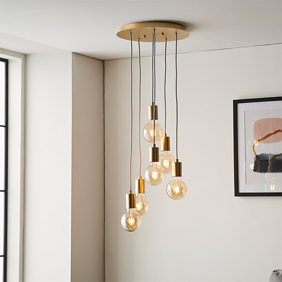 Studio 6 Lights Ceiling Pendant Light In Brushed Brass