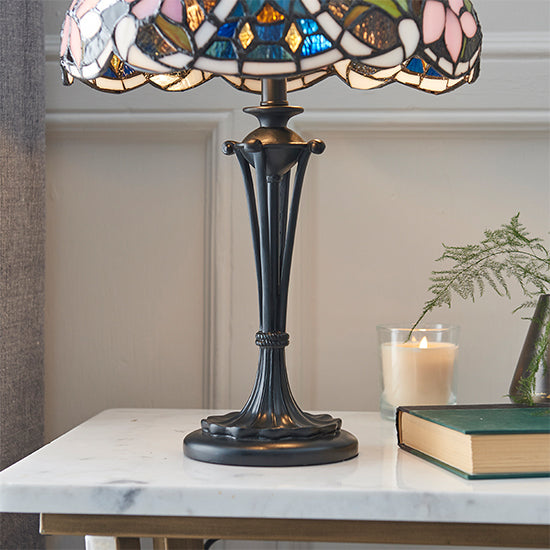 Sullivan Tiffany Glass Small Table Lamp In Dark Bronze